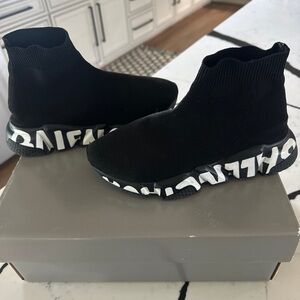 Balenciaga Black and White High-Top Sneakers